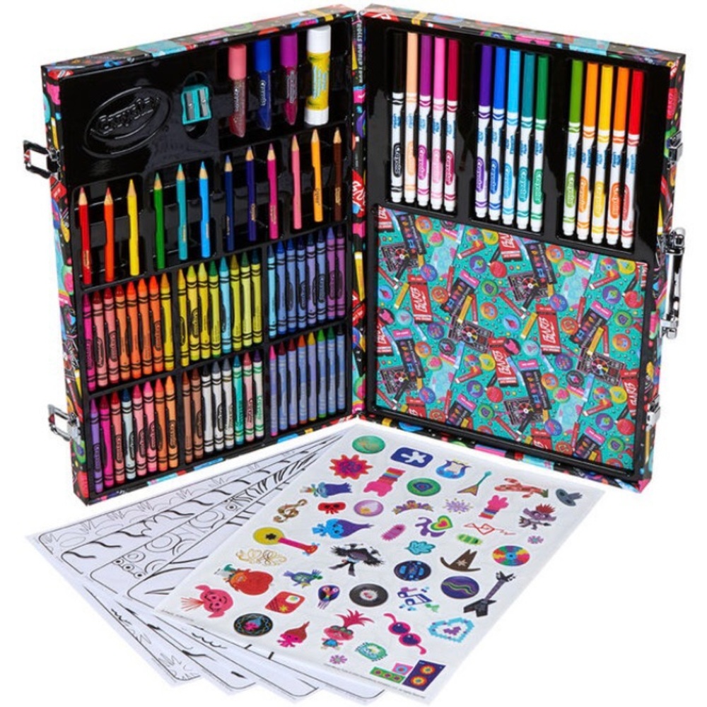 Crayola Trolls Kids World Tour Inspiration Art Case Drawing Set Girls - Picture 7 of 10